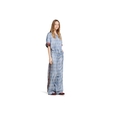 Pantalone in twill di seta stampato