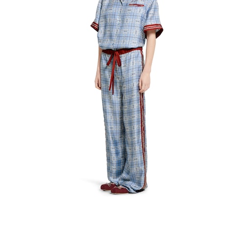 Pantalone in twill di seta stampato