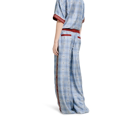 Pantalone in twill di seta stampato