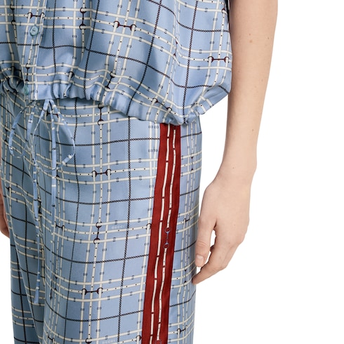 Pantalone in twill di seta stampato