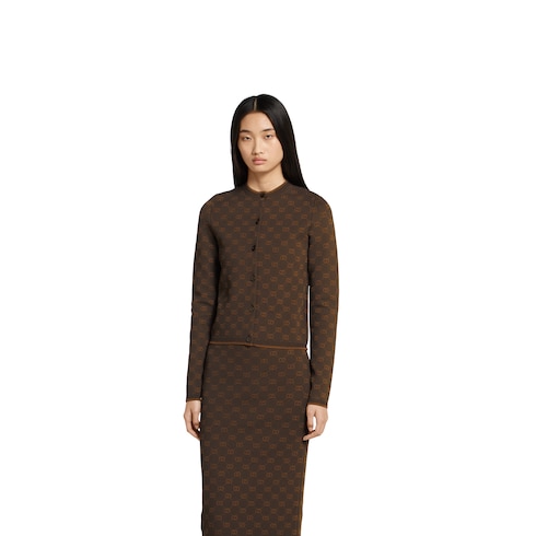 Stretch GG viscose jacquard cardigan