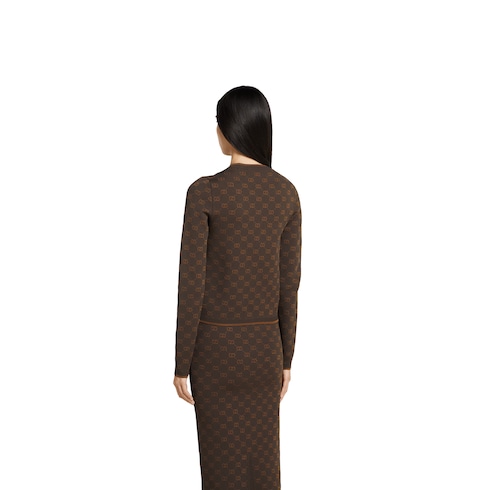 Stretch GG viscose jacquard cardigan