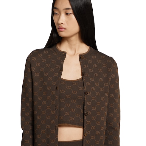 Stretch GG viscose jacquard cardigan