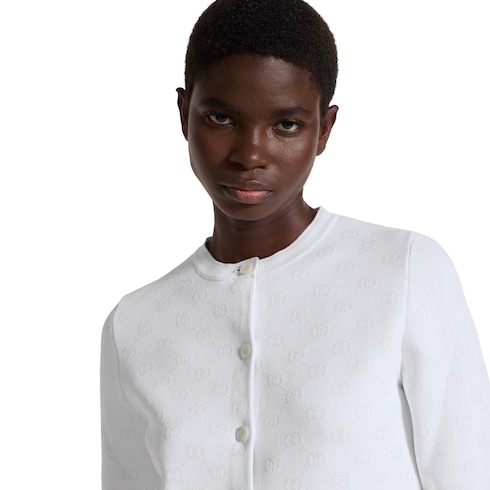 Stretch GG viscose jacquard cardigan