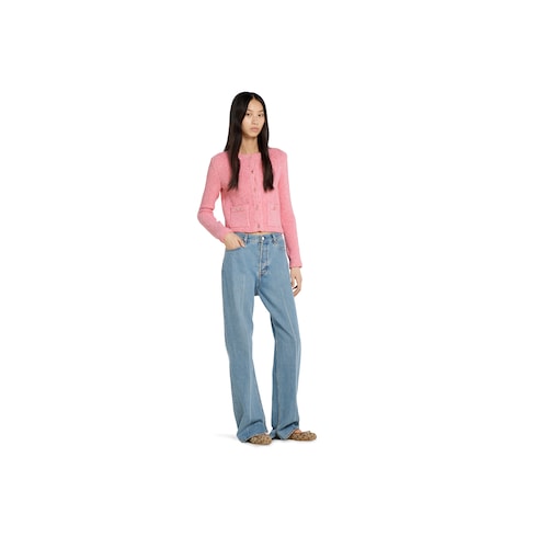 Fine viscose jacquard cardigan