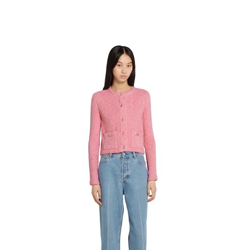 Fine viscose jacquard cardigan