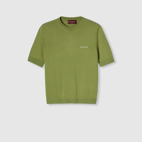Top in cashmere e seta con intarsio