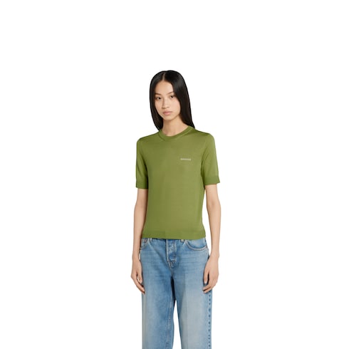 Top in cashmere e seta con intarsio
