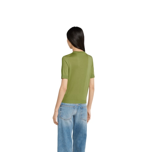 Top in cashmere e seta con intarsio
