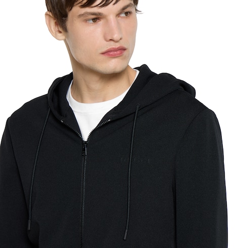 Technical jersey hooded zip jacket