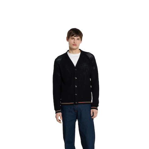 Cardigan in maglia di cotone con nastro Web
