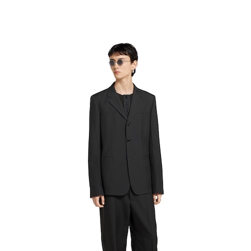Giacca monopetto in twill di lana