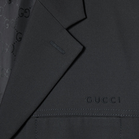 Giacca monopetto in twill di lana