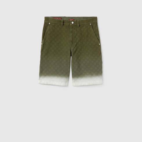 Bleached GG cotton denim jacquard shorts Detail 2