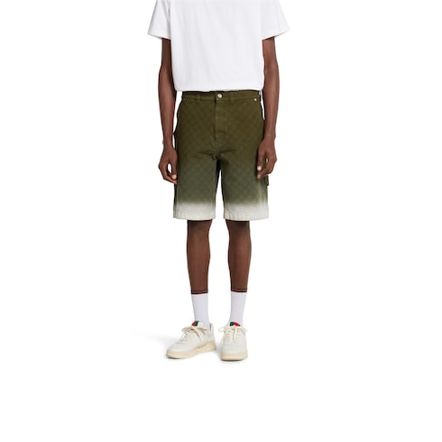 Bleached GG cotton denim jacquard shorts Detail 3