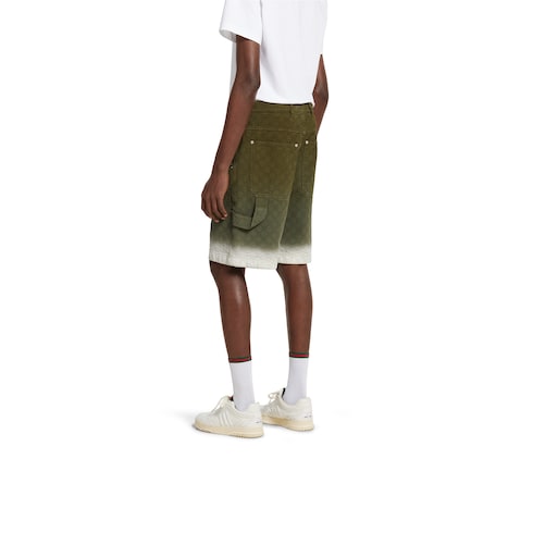 Bleached GG cotton denim jacquard shorts Detail 4