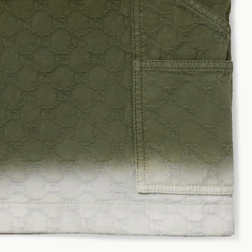 Bleached GG cotton denim jacquard shorts Detail 6