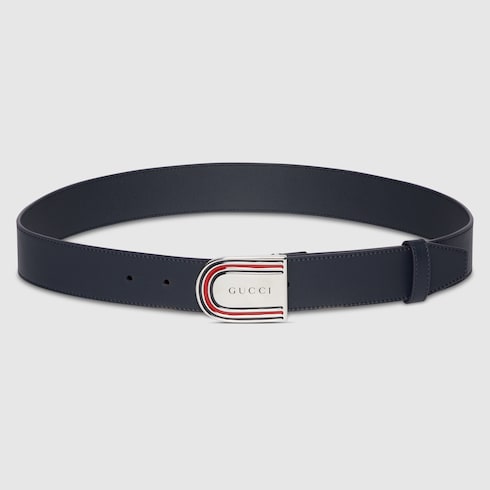 Belt with enameled Web detail buckle