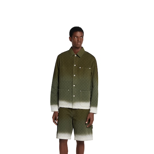 Bleached GG cotton denim jacquard shirt