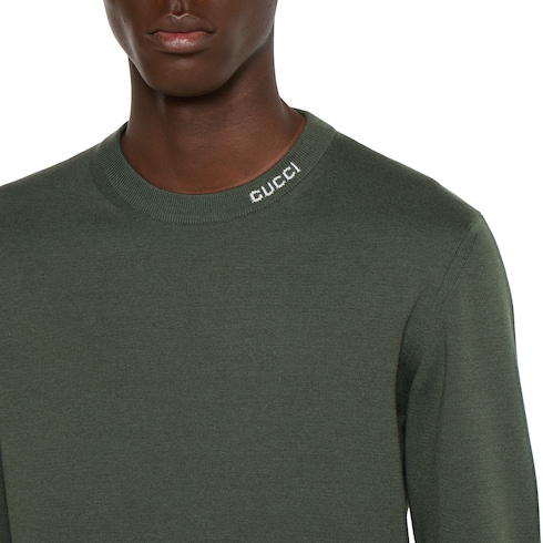 Maglione in maglia di cotone e seta con intarsio