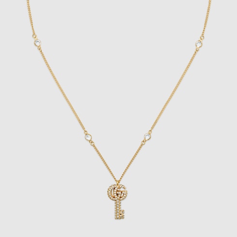 Collier clé Double G avec cristaux