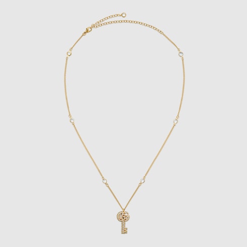 Collier clé Double G avec cristaux