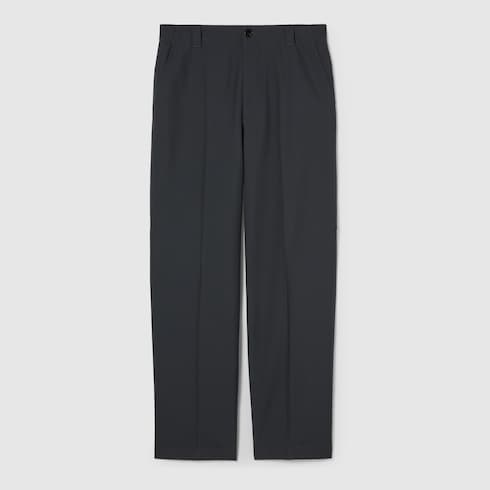 Wool twill pant with embroidery