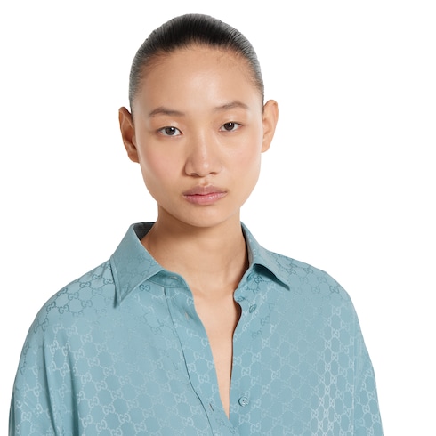 GG silk jacquard oversize shirt