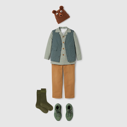 Children's check cotton jacket