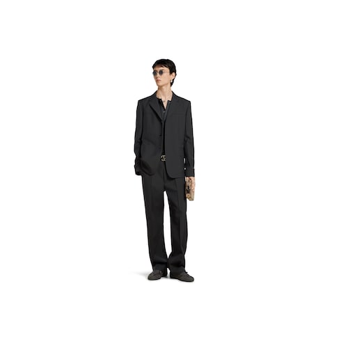Pantalone in twill di lana con ricamo
