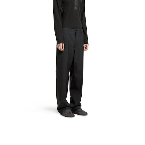 Pantalone in twill di lana con ricamo