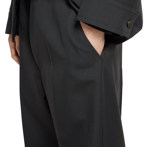 Wool twill pant with embroidery