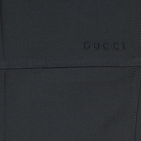 Wool twill pant with embroidery