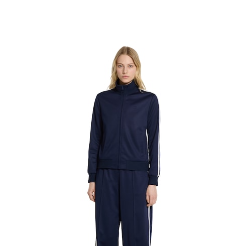 Technical jersey zip jacket with embroidery