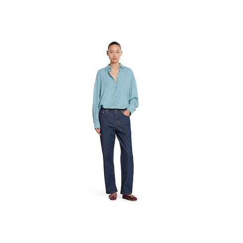 GG silk jacquard oversize shirt