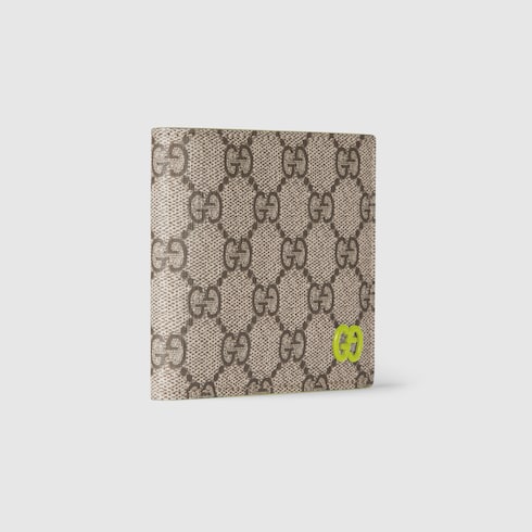 Portafoglio bi-fold GG con interno verde acido