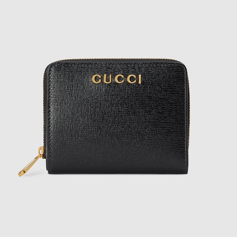 Mini wallet with Gucci script