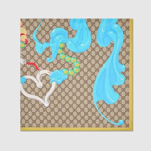 Pañuelo cuadrado seda motivo proyecto 90 x 90