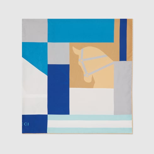 Vierecktuch aus Seidenjacquard mit Print