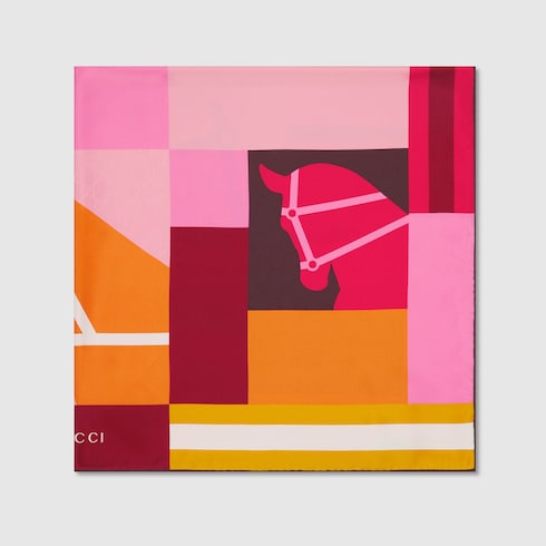 Carré en jacquard de soie à imprimé