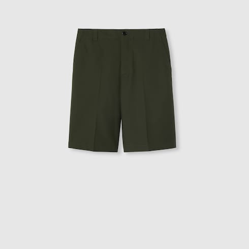 Shorts in twill di lana con logo