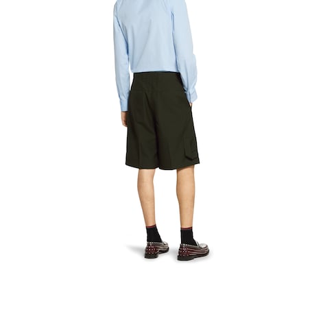 Shorts in twill di lana con logo