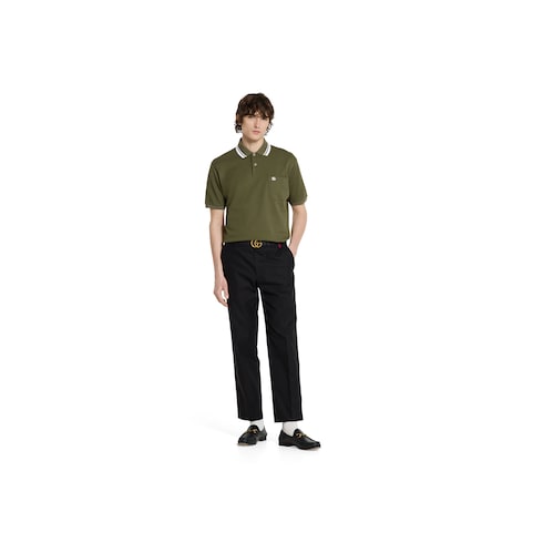 Cotton piquet polo shirt with embroidery