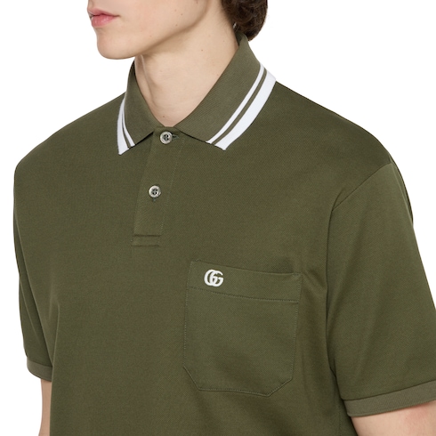 Cotton piquet polo shirt with embroidery