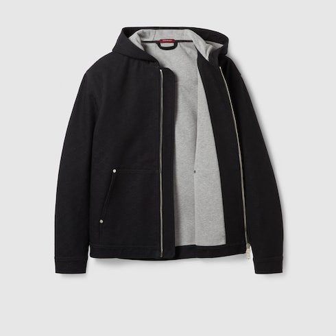 Giacca in denim di cotone GG jacquard con zip