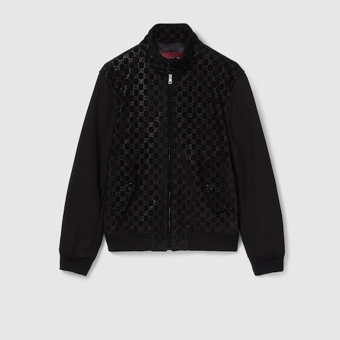 Embossed GG suede bomber jacket Detail 2