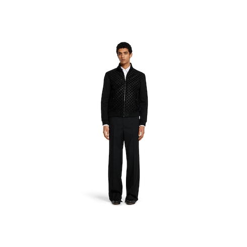 Embossed GG suede bomber jacket