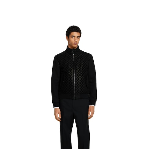 Embossed GG suede bomber jacket Detail 3