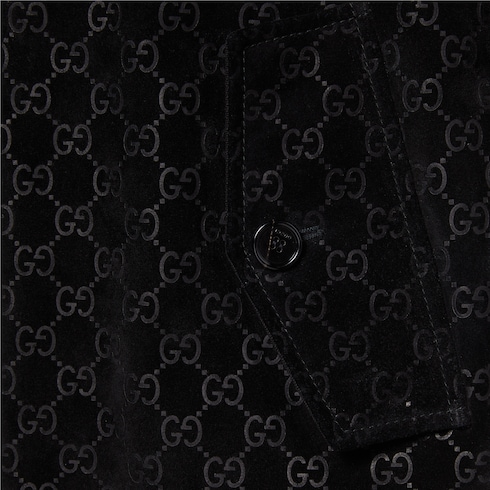 Embossed GG suede bomber jacket Detail 6