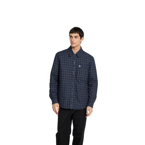 Wool flannel zip jacket with embroidery 